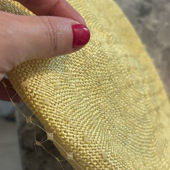 Roberta Bernays Hat Womens Yellow Antique Vintage Lace Top Round - Picture 11 of 11